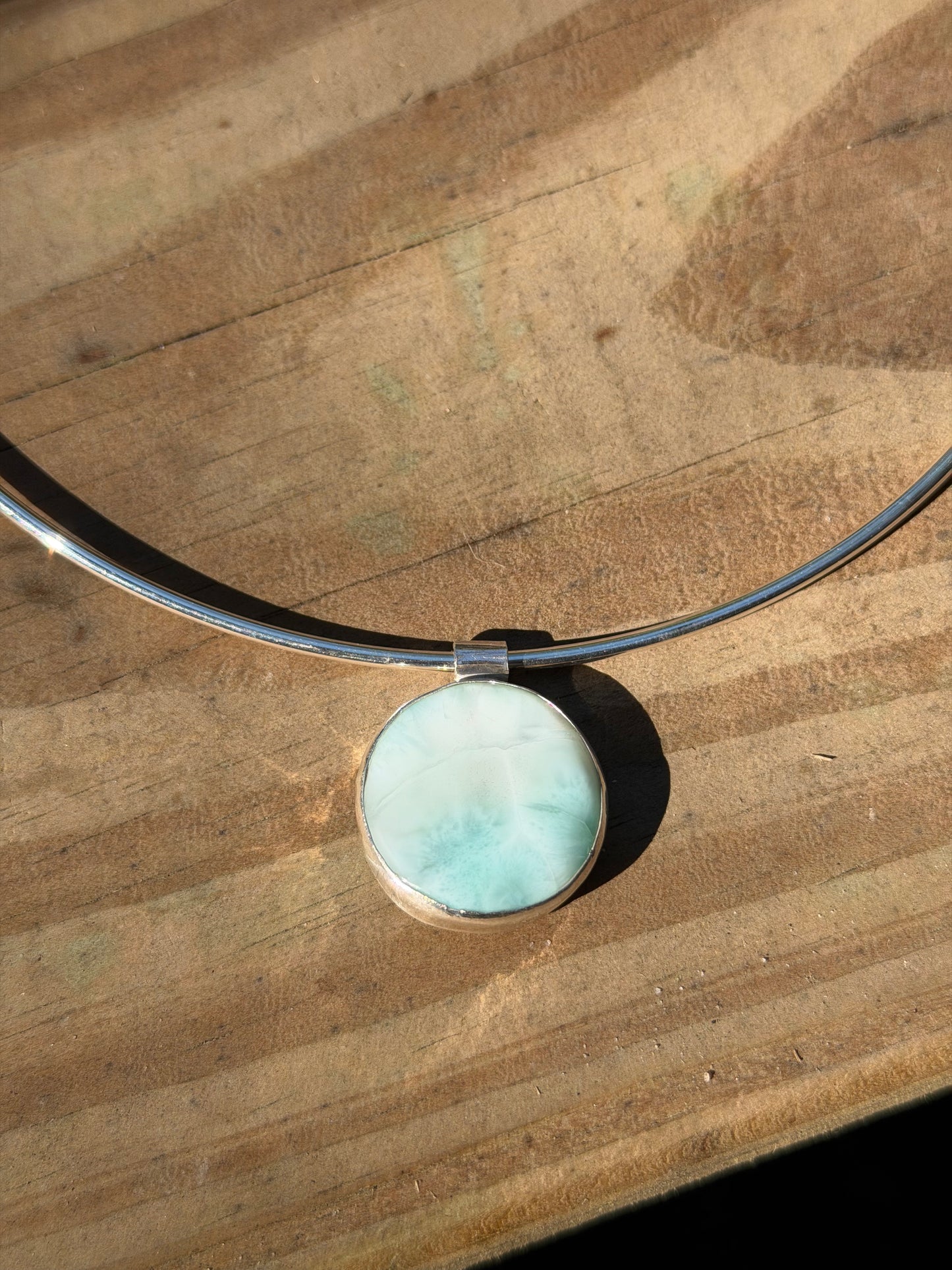 Round Larimar Collar Necklace