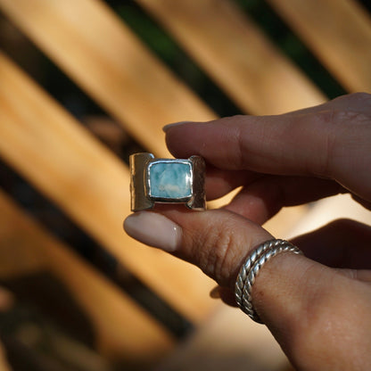 Larimar Forged Ring - Size 7.5