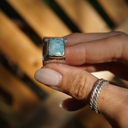 Larimar Forged Ring - Size 7.5