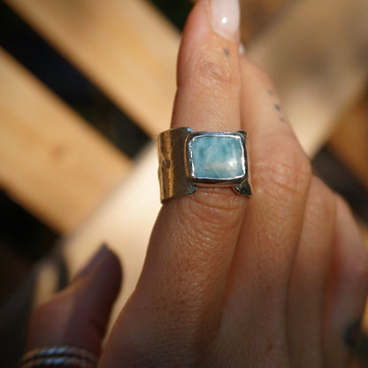 Larimar Forged Ring - Size 7.5