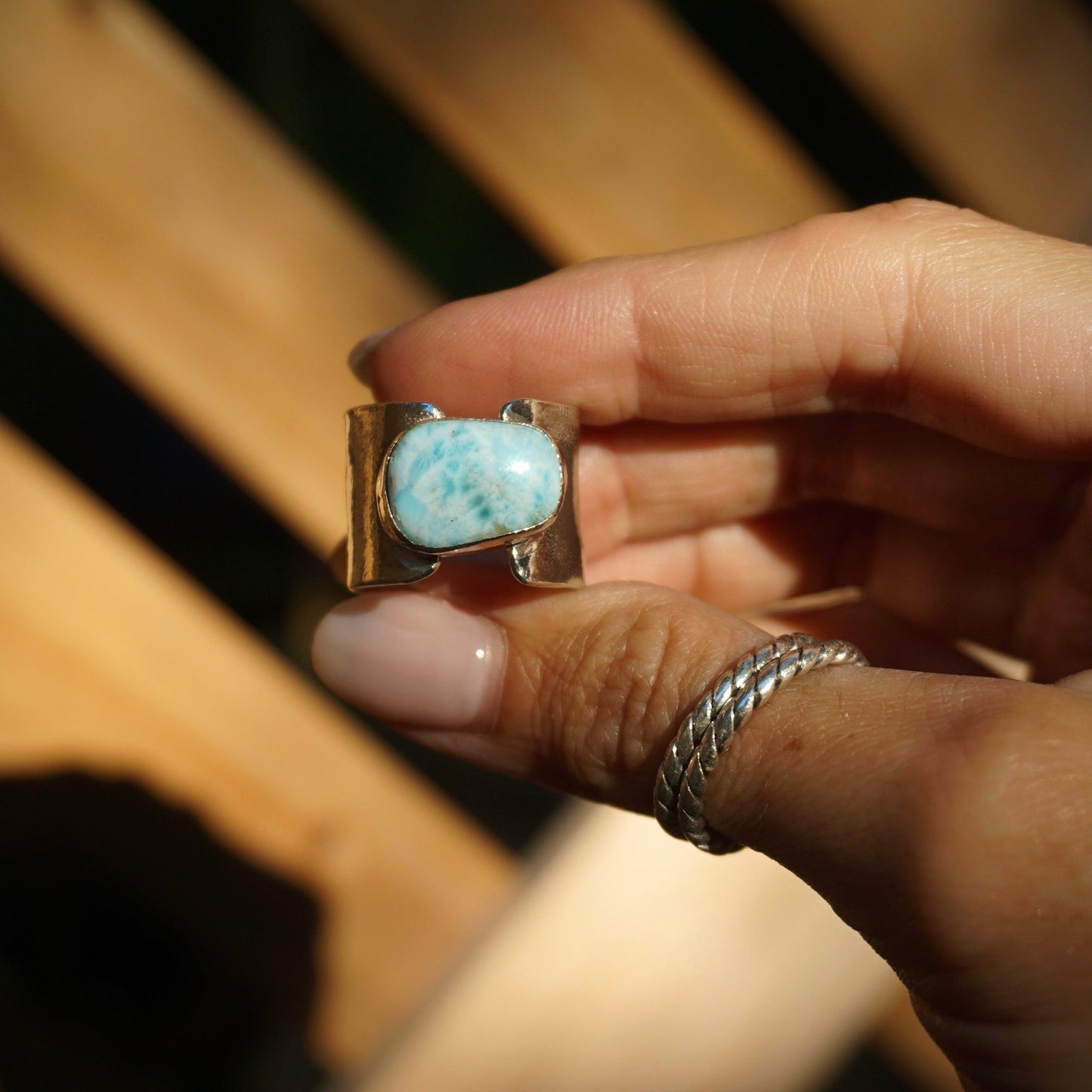 Larimar Forged Ring - Size 7.75