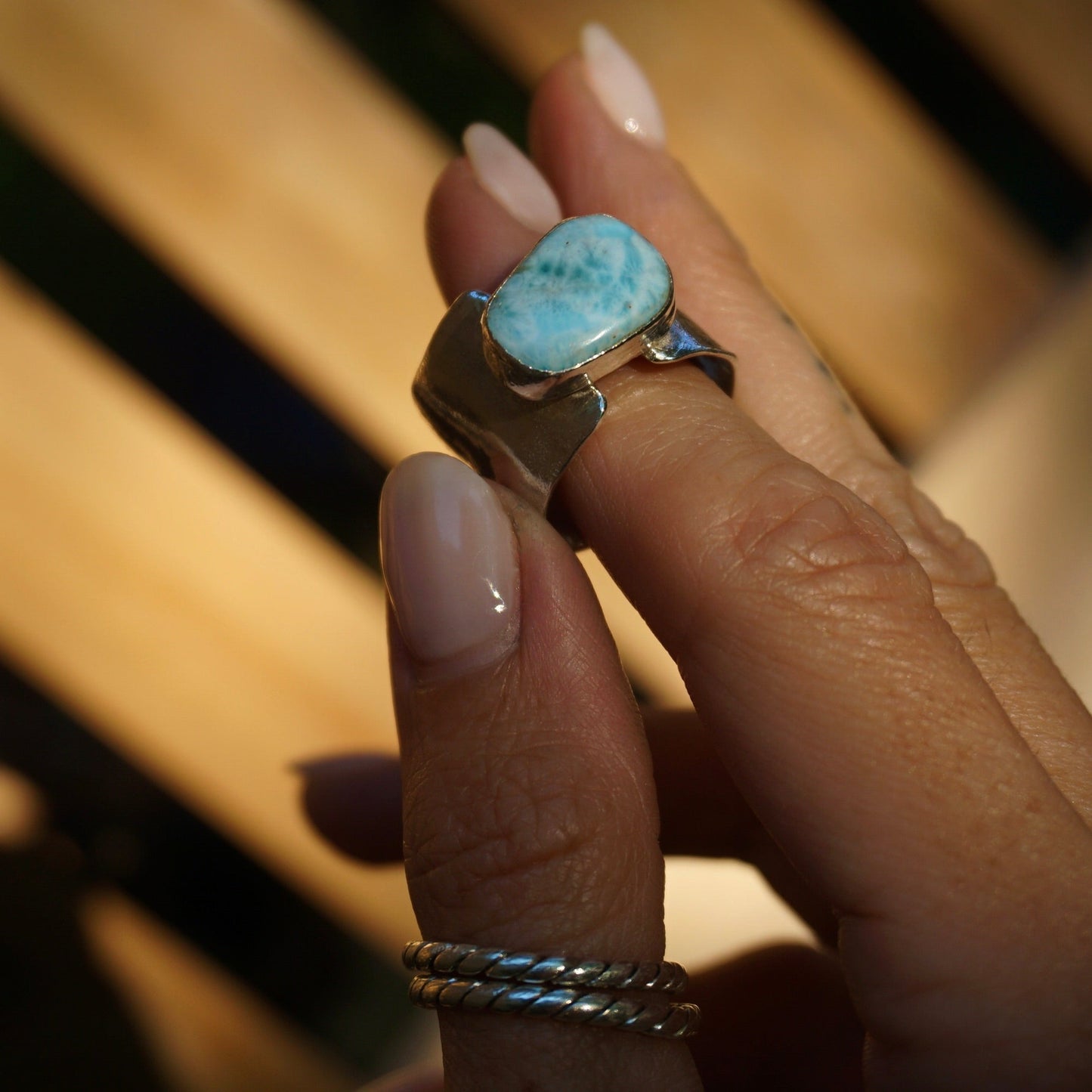 Larimar Forged Ring - Size 7.75