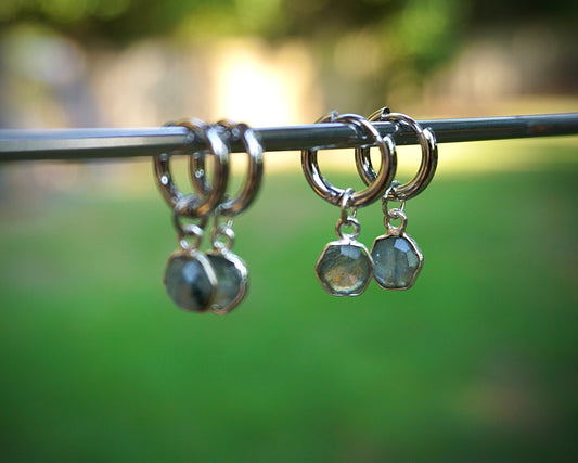 Labradorite Huggie Hoops