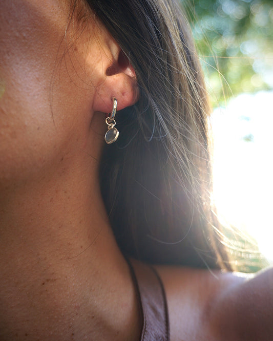 Labradorite Huggie Hoops