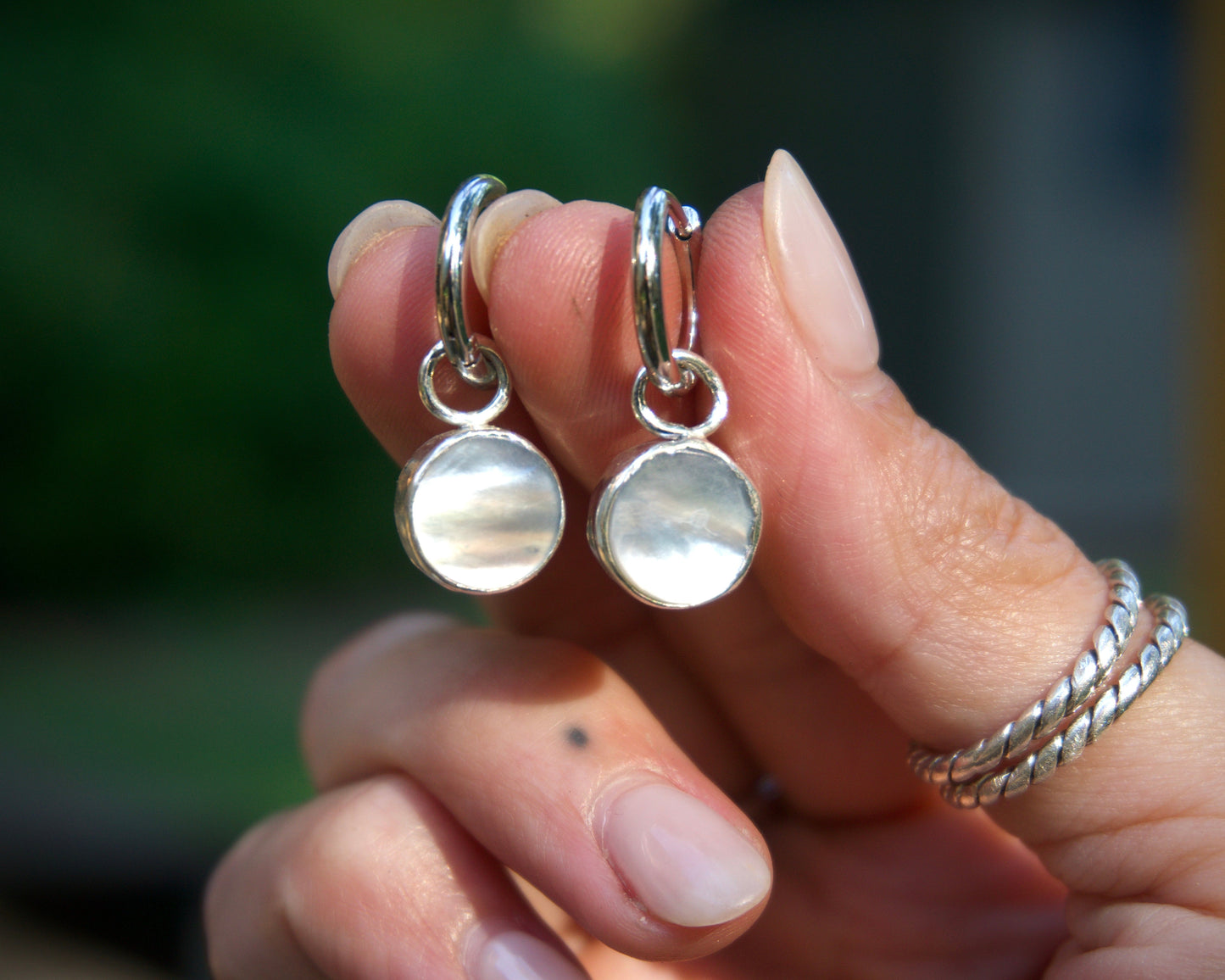 Mother of Pearl Huggie Hoops