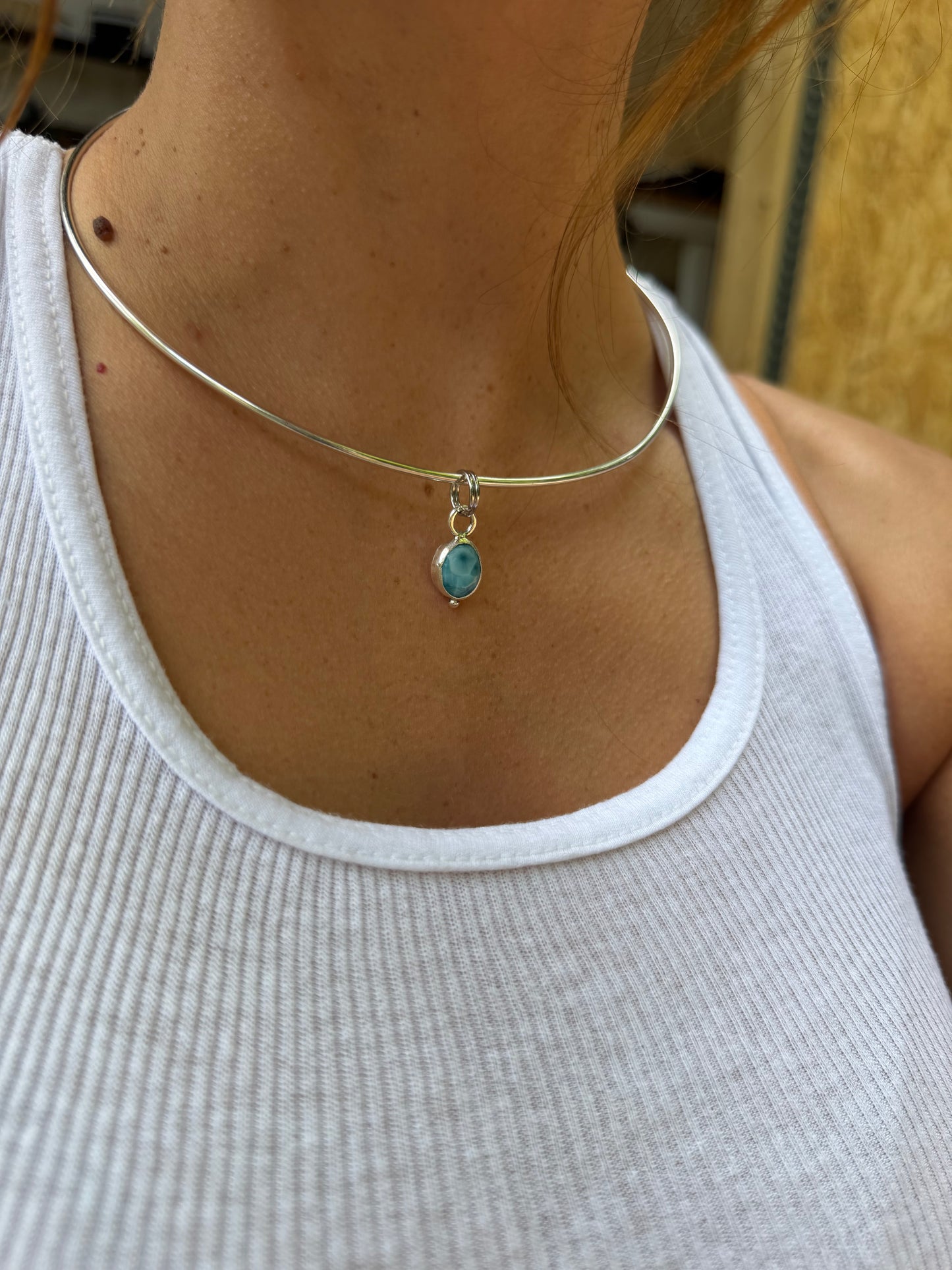 Dainty Larimar Collar Necklace