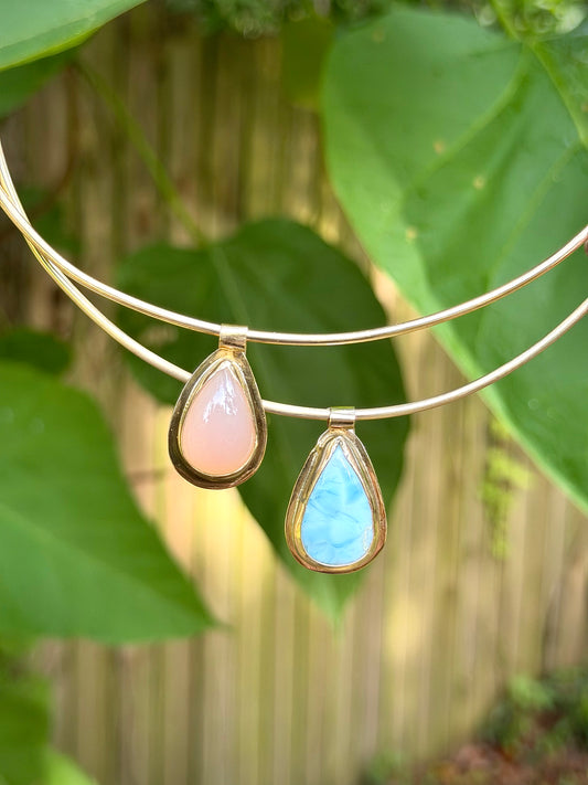 Larimar Brass Collar Necklace