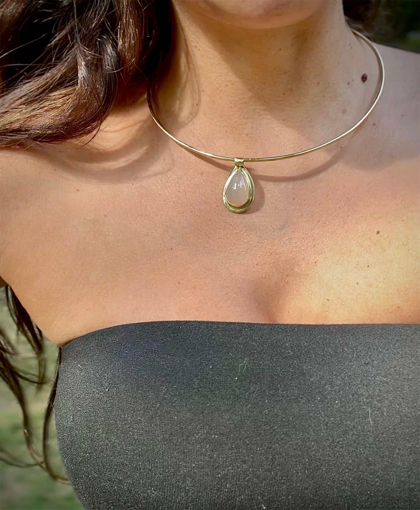 Moonstone Brass Collar Necklace