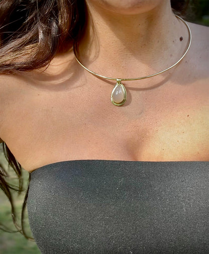 Moonstone Brass Collar Necklace