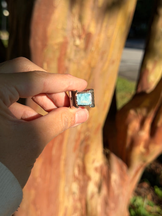Larimar Forged Ring - Size 7.5