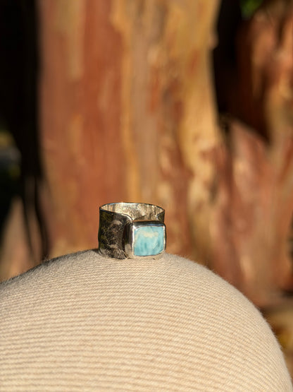 Larimar Forged Ring - Size 7.5