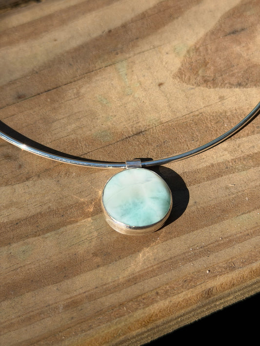 Round Larimar Collar Necklace