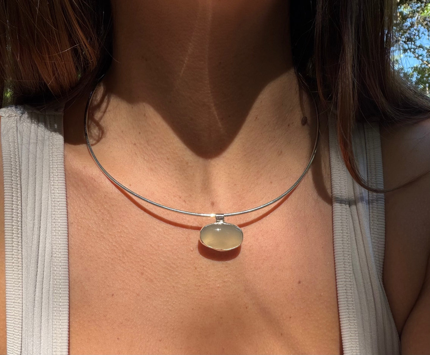 Oval Moonstone Collar Necklace