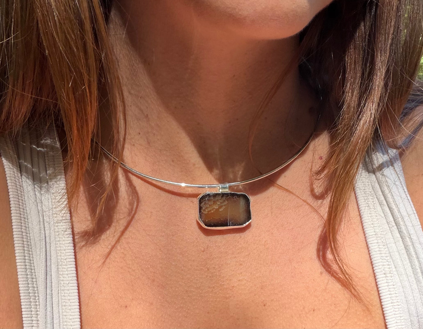 Fossil Agate Collar Necklace