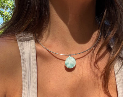 Round Larimar Collar Necklace